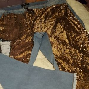 Ashley Stewart Gold sequin jean